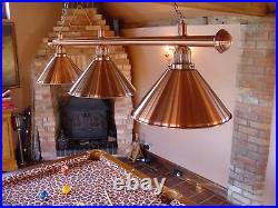 Canopy Lighting Pool/ Snooker Table Canopy Brushed Copper Bar and 3 Shades