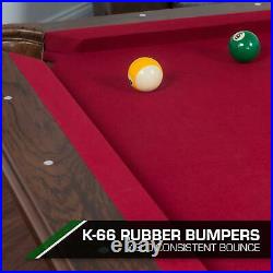 Classic 87 Pool Table Billiard Set Cues Balls Chalk Triangle Burgundy Cloth New