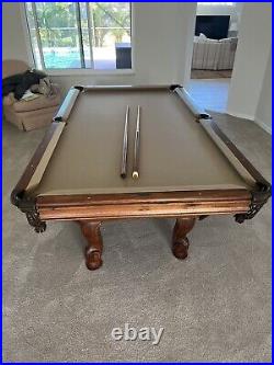 Claw Foot Mahogany Pool Table And 2 Cue Sticks. 8 Ft Leisure Bay-Make An Offer