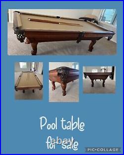 Claw Foot Mahogany Pool Table And 2 Cue Sticks. Brand New Felt 8 Feet