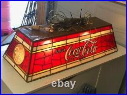 Coca Cola pool table light 2 Bulb Tiffany Style 40x16 Working