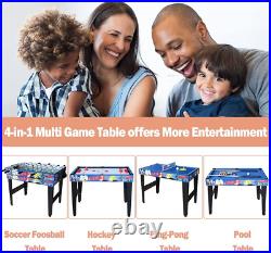 Combo Game Table for Kids, 4 in 1 Pool Table Foosball Table Hockey Table Ping Po
