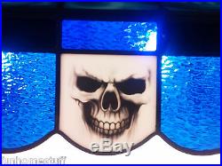 Custom Skull 40 Stained Glass Pool Table Light Hanging Bar Garage Game Lamp
