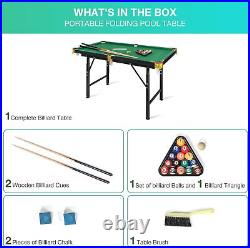 DC DiClasse 4 FT Folding Pool Table Adjustable Height Kids Mini Party Cue Gift