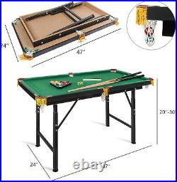 DC DiClasse 4 FT Folding Pool Table Adjustable Height Kids Mini Party Cue Gift