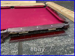 Fat Cat Reno 7.5' Pool Table with Dark Cherry Finish and Wine Colored Cloth