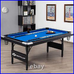 Foldable 6' Billiard Table 76 Inch Pool Table Perfect for Kids and Adults Blue