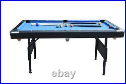 Foldable Pool Table Portable Billirad Table Space-Saving Indoor Game Table