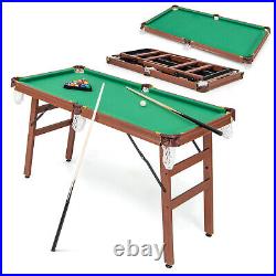 Folding Pool Table Set withFoldable Legs Adjustable Foot Levelers 2 Cues 2 Chalks