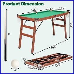 Folding Pool Table Set withFoldable Legs Adjustable Foot Levelers 2 Cues 2 Chalks