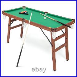 Folding Pool Table Set withFoldable Legs Adjustable Foot Levelers 2 Cues 2 Chalks