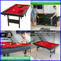 GoSports 6feet Billiards Table Portable Pool Includes Full Set Red