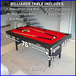 GoSports 6feet Billiards Table Portable Pool Includes Full Set Red