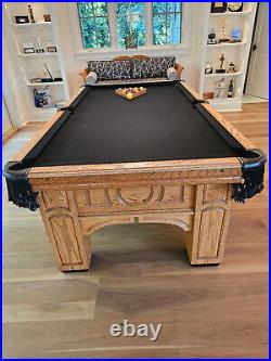 Golden West Billiards Oak Pool Table, Refinished, New Felt and Bumpers