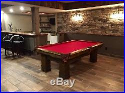 Grizzly 8' Hand-Crafted Rustic Log Pool Table Billiard Table for Log Home/Cabin