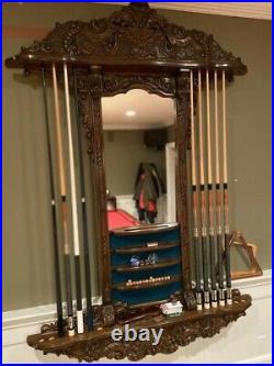 Hand-Carved Slate Porter Shannon Marie Pool Table and Fountainbleau Cue Rack