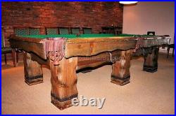 Hand-Crafted RUSTIC LOG Pool Table'GRIZZLY' for Log Home, Cabin or Ranch