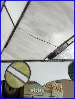 Hanging Pool Table Billiards light Lamp Leaded Stainded Glass 50's Vtg 2 bulbs