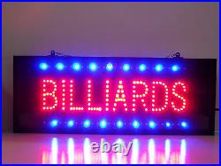 Huge Window Billiards pool room game room pool table LED sign Bar neon