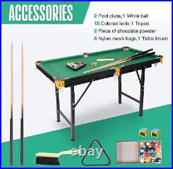 Koreyosh 47'' Folding Adjustable Height Billiard Table Pool Game Kids with Balls