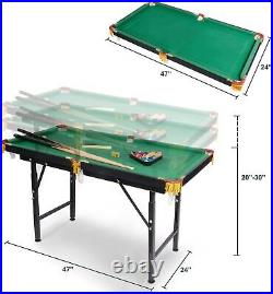 Koreyosh 47'' Folding Adjustable Height Billiard Table Pool Game Kids with Balls