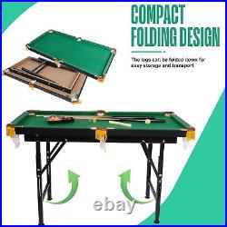 Koreyosh 47'' Folding Adjustable Height Billiard Table Pool Game Kids with Balls