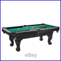 Lancaster 90 Inch Full Size Green Pool Table with Leather Pockets, Cues, and Chalk
