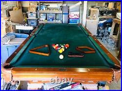 Liberty pool table, cue sticks, cue stick stand, 8 & 9 ball racks
