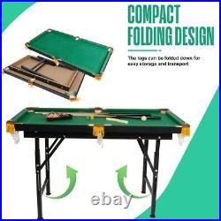 Lonabr 47 Folding Pool Table Height Adjustable Family Game with Balls Cues Chalk