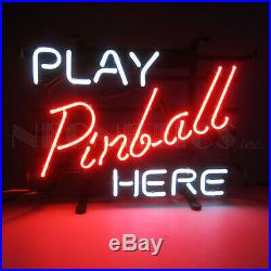 Lot of 3 neon sign Play Pinball here Billiards Game pool table Rec room Gameroom