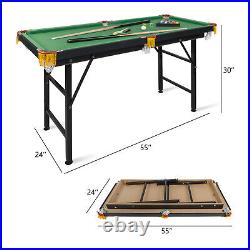 Luckyermore 55 Portable Pool Table Folding Kids Billiard Desk Game Accessories