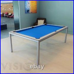Metallic 8' Modern Convertible Pool Billiard Table'Ultra' dining/desk table