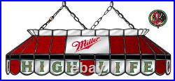 Miller High Life Beer Billiards Stained Glass Mirror Pool Table Light Lamp