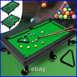 Mini Pool Table Set Toy for Kids Table Billiards Game Set with 2 Sticks & 11 B