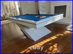 Modern Luxury Professional Pool Table, Imported from Asia White with Blue felt