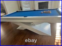 Modern Luxury Professional Pool Table, Imported from Asia White with Blue felt