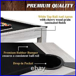 Monteray 7' Drop Pocket Pool Table, 3-in-1 Dining Top & Table Tennis with Gam