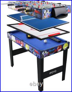 Multi-Game Table Game 4 in 1 Pool Table for Kids Hockey, Soccer, Football, Tennis