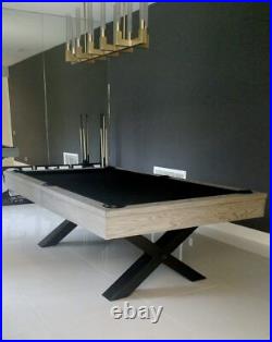 New Grey X Out Pool Table with Dining Top Option