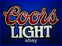 New Vtg 1989 Coor's Light Beer Electric Blue Logo Poker Pool Table Bar Sign Wow