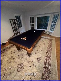 Olhausen Billiards Custom Pool Table, Brentwood style. Hardwood with blue cloth