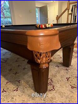 Olhausen Billiards Custom Pool Table, Brentwood style. Hardwood with blue cloth