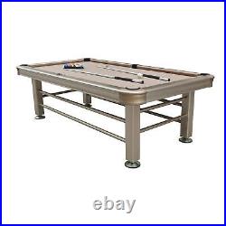 Outdoor 7FT Pool Table Beige Drop Pocket Slate Alternative Billiard Table