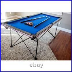 POOL TABLE 6' Portable Foldable Billiard Game Set Blue Accessories Included