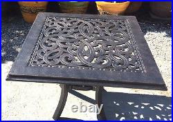 Patio end table 24 square outdoor cast aluminum accent pool side furniture
