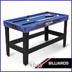 Pool Table 4-in-1 Combo 54 Inch Billiards Hockey Tennis Foosball Game Room
