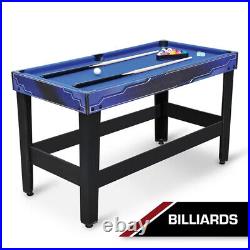 Pool Table 4-in-1 Multi-Game 54 In. Billiards Hockey Tennis Foosball Game Room