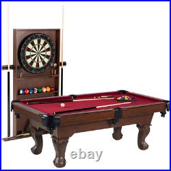 Pool Table 7.5 Ft Billiards Game Room Includes Accesories Cue Rack Dartboard Set