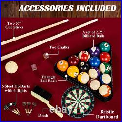 Pool Table 7.5 Ft Billiards Game Room Includes Accesories Cue Rack Dartboard Set