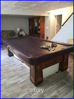 Pool Table 9 ft Brunswick Antique The Royal 3 piece slate with ball return